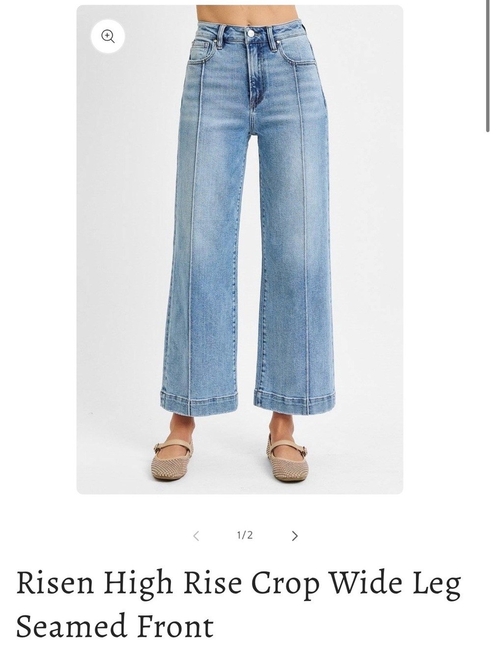 Risen High-Rise Crop Wide Leg Jeans in Light Blue